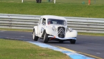 Mick Stupka leans the ancient Citroen in. Becky Thompson photo.